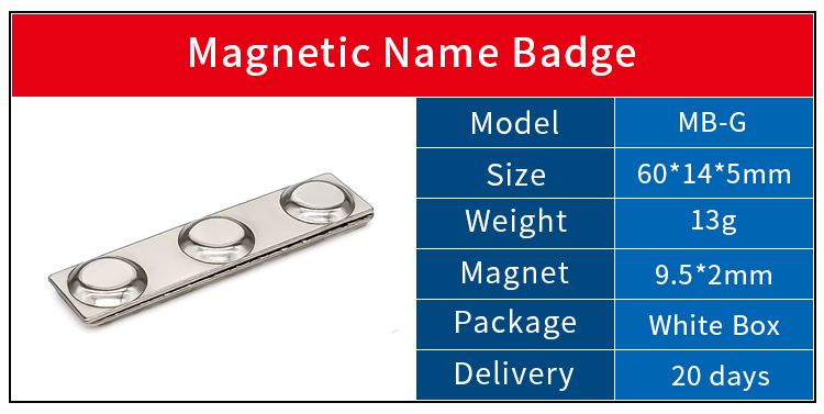 Distintivo magnetico al neodimio rettangolare in lamiera d'acciaio riutilizzabile con adesivo 3M