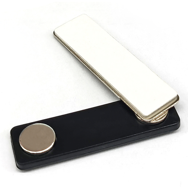 Magnete per badge con nome in neodimio in lamiera d'acciaio con supporto adesivo rettangolare 