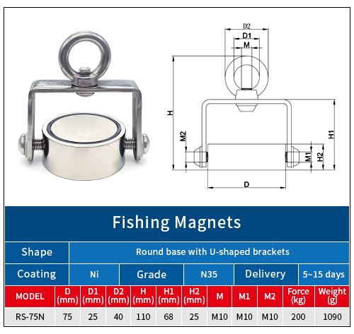 Double Sided Rotante con staffa SST Eye Stud Magneti da pesca al neodimio 